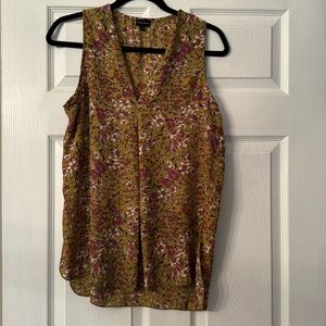 Buckle Black Floral Chiffon Tank Top Blouse. Medium.